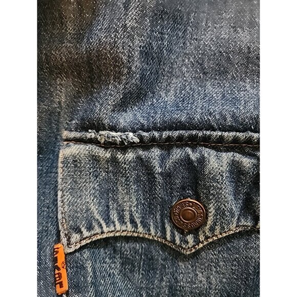 Vintage Levis Shirt Mens Medium Metal Button Denim Orange Tab 60's 70's Thick - Picture 11 of 11